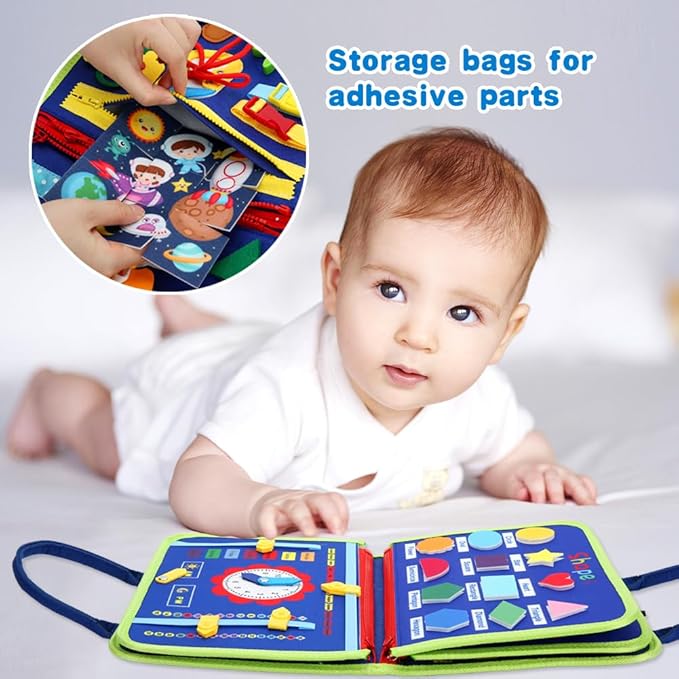 Busy Board for 1 Year Old, Montessori Toys for 1 2 3 4 Years Old Toddlers Baby Sensory Busy Book Preschool Learning Activities Airplane Car Travel Toys Birthday Gifts for Boys Girls 12 Months