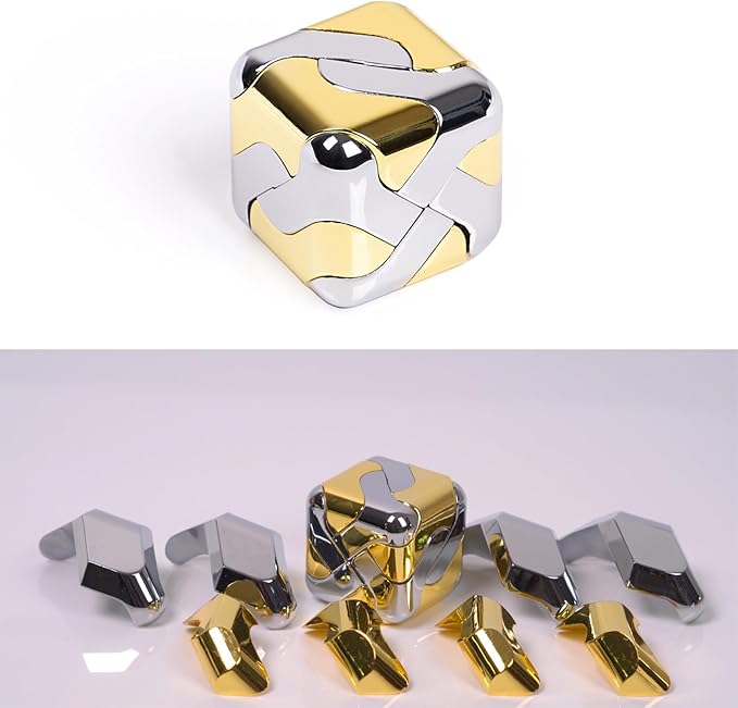 Metal-Puzzles Brain-Teaser 3D-Toys: Fidget-Toys Cool-Gadgets-Stuff Square-Cube-Box Puzzle-Toy ADHD Tools Stress Relief Gift for Kid Children Teen Adult Office Home School Christmas