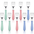 Chumia 9 Pieces Stainless Steel Toddler Forks, Kids Safe Utensils Set Baby Kids Self Feeding Training Cutlery with Round Handle, Stainless Steel Metal Flatware for Children Boys Girls, Dishwasher Safe