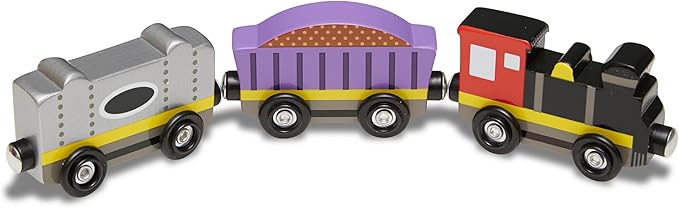 Melissa & Doug Wooden Magnetic Train Cars - 8 Piece Educational and Skill-Building Wooden Toy for Boys and Girls