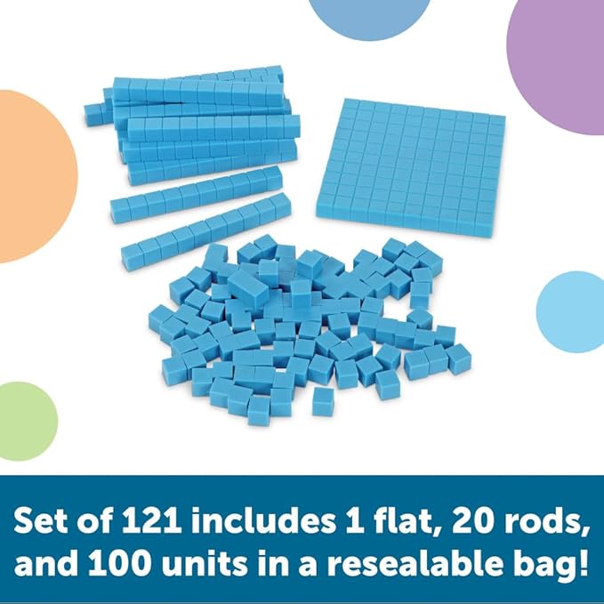 Learning Resources Base Ten Blocks Smart Pack, Early Childhood Math Skills, Ages 5+, 6"W x 9"H