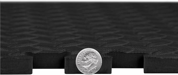 IncStores 1/2 Inch Thick Diamond Soft Foam Flooring Tiles | High-Density Interlocking Foam Tiles for Rugged Style in Your Home Gym, Playroom, and More | Black, 16 Tiles