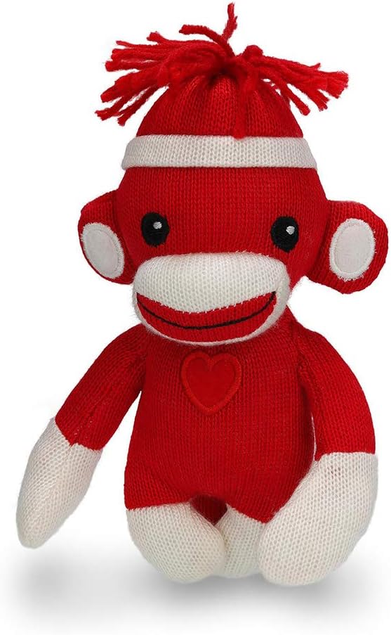 Plushland Adorable Sock Monkey, The Original Traditional Hand Knitted Stuffed Animal Toy Gift-for Kids, Babies, Teens, Girls and Boys Baby Doll Present Puppet 6 Inches