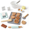 PairPear Wooden Cookie & Baking Play Food Set, Kids 28 Pieces Sliceable Cookies, Hand Mixer Toy Kitchen Accessories Playset, Montessori Pretend Kitchen Gift for Kids Ages 3+