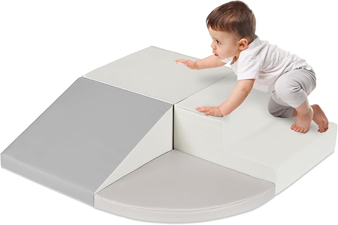 Best Choice Products 4-Piece Kids Climb & Crawl Soft Foam Block Activity Play Structures for Child Development, Color Coordination, Motor Skills - Neutral