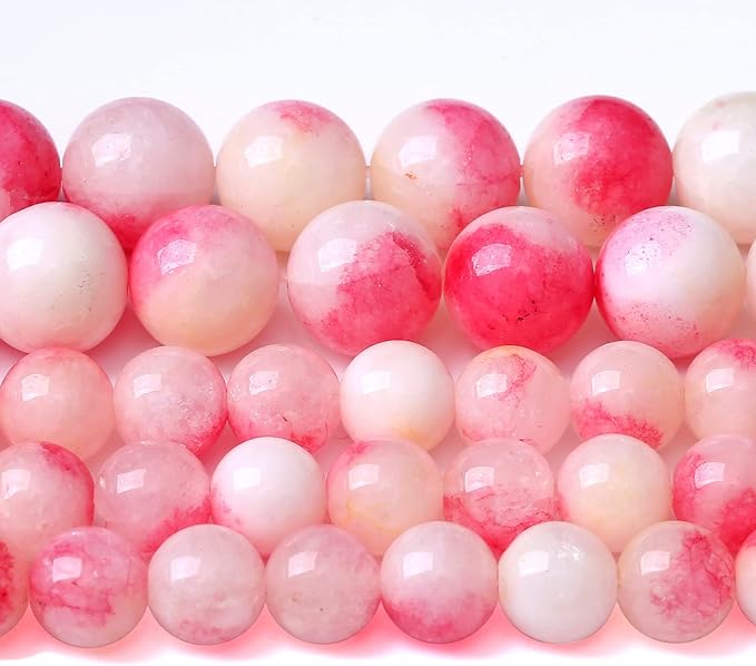 120PCS 6MM Pink Tourmaline Jade 2 Strands Stone Beads for Jewelry Making DIY Bracelet Necklace
