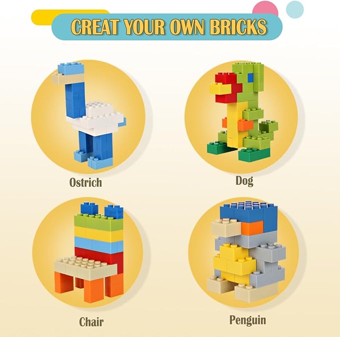 Classic Building Bricks 399 Pieces High Bulk Building Blocks & 2 PCS of Base Plate, Building Blocks Box Set Compatible with Lego Classic