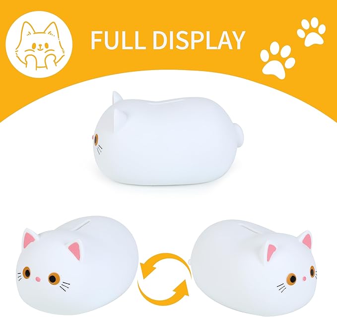 H&W White Cat Piggy Bank for Girls,Plastic Coin Bank,Unbreakable Money Bank,Cute Piggy Bank for Kids,First Money Box,Best Birthday
