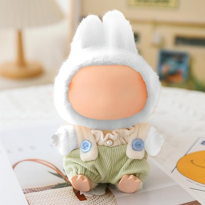 Clothes for Dolls Accessories (No Doll), Cute Outfit Set 2 Pieces Bib Pants for 15 & 17cm Doll Suit, Stylish Dress Up Overalls Doll Clothing Set Replacement Green