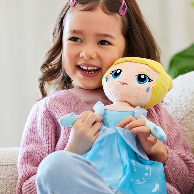 DISNEY STORE Official Princess Plush Doll, Cinderella, Medium 14 Inches, Soft Plushy with Embroidered Features, Princess Toys for Girls, Disney Dolls, Stuffed Animals for Girls