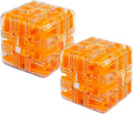 2pcs Large Labyrinth 3D Puzzle Maze Cube,Engaging Brain Teaser Toy,3D Magic Cube Maze Ball Puzzle for Stress Relief & Logic Development (Orange)