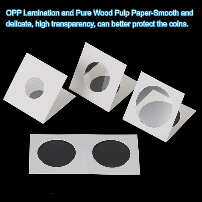 PATIKIL 2x2 Coin Flips, 350 Pack 40mm Cardboard Coin Holder Paper Coin Holders for Coin Collection Supplies Collector, White