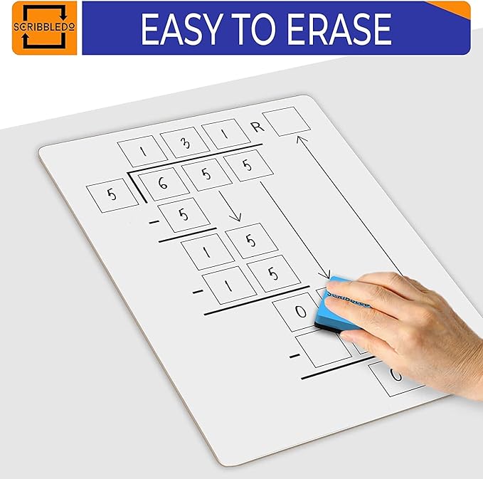 2 Pack Dry Erase Division White Board 9 x 12 Inch Small Lapboard l Durable Portable Double Sided Math Practice Whiteboard for Kids Students, Classroom and Home