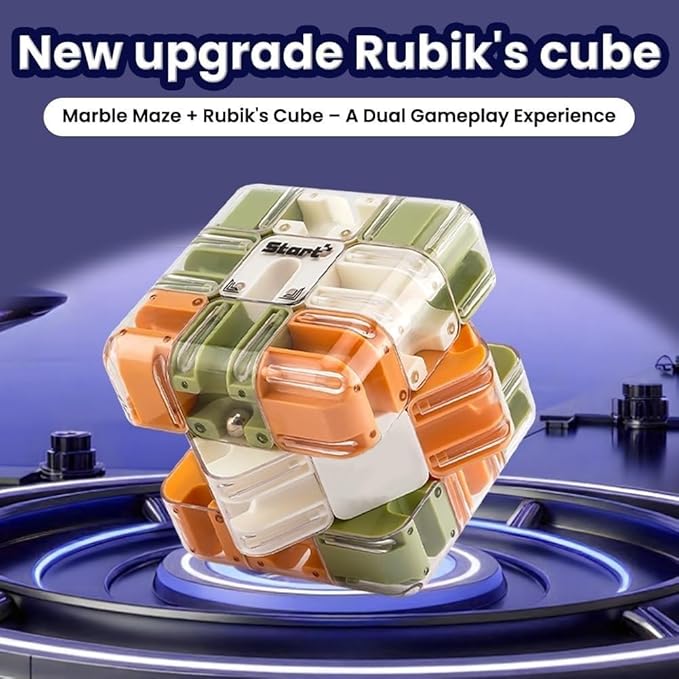 2pcs Large Labyrinth 3D Puzzle Maze Cube,Engaging Brain Teaser Toy,3D Magic Cube Maze Ball Puzzle for Stress Relief & Logic Development (Yellow + Green)