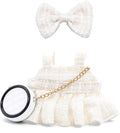 17cm Doll Clothes - Premium Handmade Clothes 3 Piece Set Bowknot & Bag & Dress Adjustable Doll Outfit - Luxury Chic Style Set High-End Fashion Accessories (No Doll) - White Bow Set