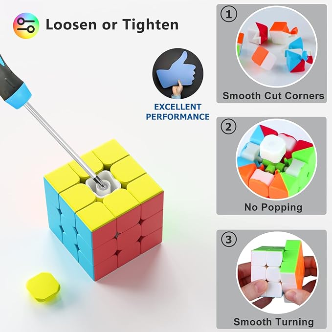 Full Size 3x3x3 Speed Cube Set, 2.2in Puzzle Party Favors Toy Stickerless Magic Cube Set, School Classroom Prize for Students, Birthday Party Stocking Stuffers Gifts for Kids Teens Adults(10 Pack)