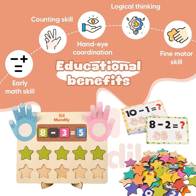 Educational Math Board Learning, Math Manipulatives & Number Counting Blocks for Kids, Addition and Subtraction Counters Math Homeschool Kindergarten Supplies & Birthday Gifts