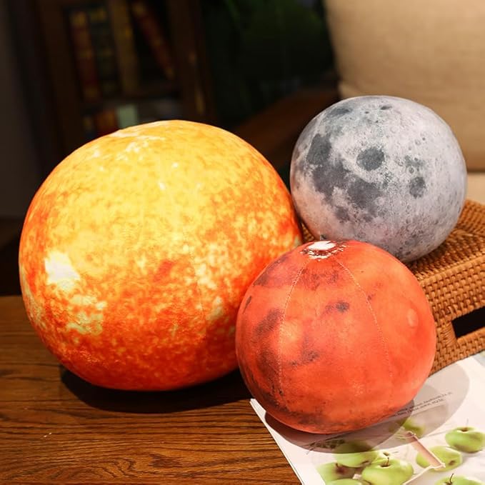 Ultra-ealistic 3D Planet,Moon,Earth,The Sun,Pillow Plush Toys,for Kids Teens Adults, for Teachers and Parents, Educational Toy Learning, 10.6 in (The Moon)