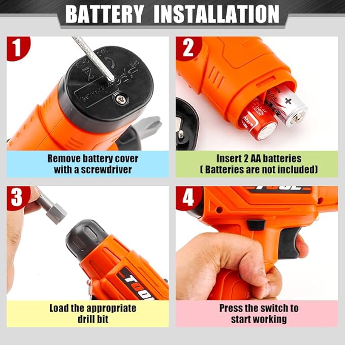 Toy Drill Set for Toddlers 1-3，Electric Power Kids Drill and Screw Set，Kids Pretend Play Tool with Realistic Sound & Action，Preschool STEM Toy for Home & Classroom, Ages 3+