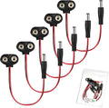 CHANZON UL Wires 9v Battery Connector Plug Arduino Battery Power Leather Clip with Center Positive 2.1mm x 5.5mm Male 5 Pack Jack T-Type for Arduino LED Strip