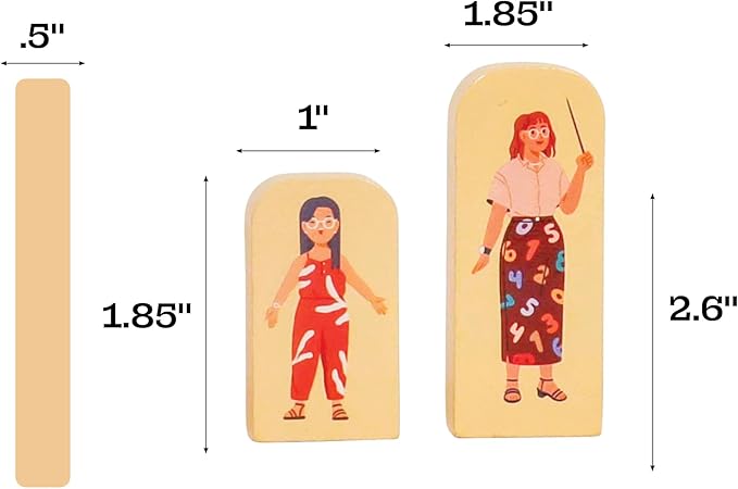 48 Pcs Wooden Community Helpers People Figures - Little Town People Wood City Set for Kids & Toddlers at Home and School - Pre K Classroom & Preschool Play Pretend Toy Folk