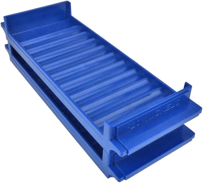 Rolled Coin Plastic Storage Tray, Nickels, Blue (2 Trays)