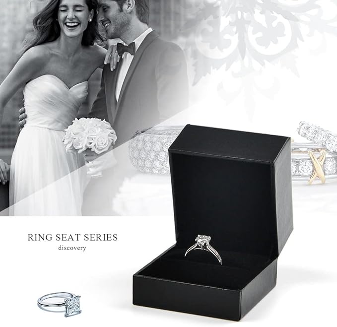 Oirlv Luxury Black Leather Ring Box - Ideal for Wedding and Proposal Ring Jewelry Gift