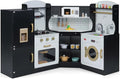 Costzon Corner Kids Kitchen Playset, Wooden Play Kitchen w/Sounds & Lights, Washing Machine, Range Hood, Ice Maker, Microwave, Oven, Sink, Pretend Toy Kitchen Set for Toddler, Gift for Boys Girls