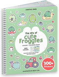 Cupkin Frogs Sticker Book Activity for Kids, Toddler Airplane Travel Essentials, 300+ Brogs Stickers for Kids + 8 Scenes + Coloring Book Pages, Rabbit Lover Gift, Children's Crafts Ages 2-8