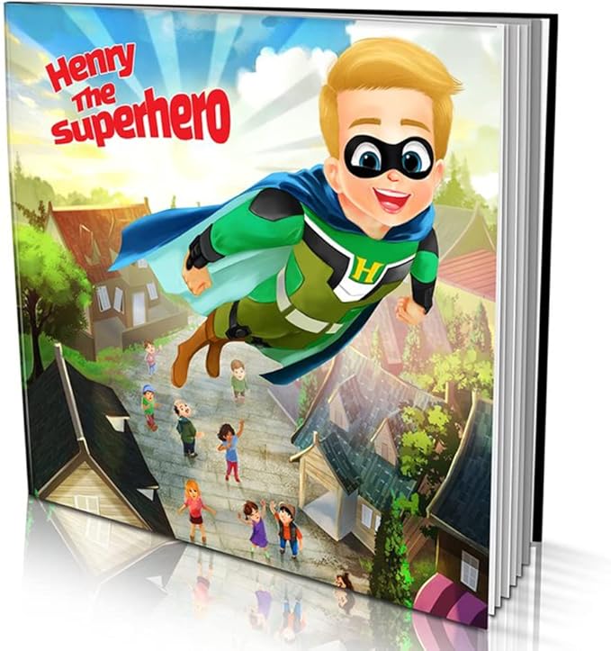 Dinkleboo Personalized Story The Superhero - for Kids Aged 0 to 8 Years Old - Every child can be a superhero in this super cute rhyming story! - Soft Cover (8"x 8")