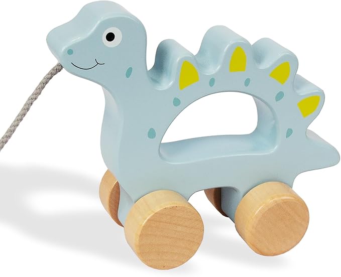 Baby Toys Car,Wooden Pull Along Toddler Toy, Developmental Toy for 1 Year Old Girl Boy Birthday Gift (Dinosaur)