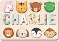 Personalized Name Puzzle for Kids Engraved Text Greetings on Back Custom Wooden Name Signs with Pegs for Baby Boy & Girl 1 Year Old Nursery Gifts Educational Toys Toddler Puzzles for Newborn