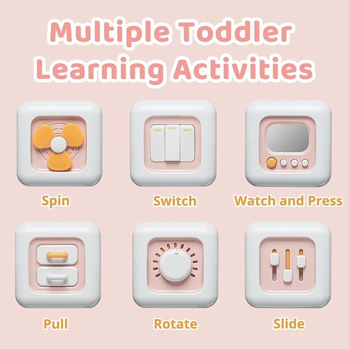 Busy Cube Toys for 1 Year Old Girl Gifts, Montessori for Baby Girl, Travel Sensory Toys for Toddlers 1-3, Learning Fine Motor Skills| 1st Birthday Girl Gifts 12 Months Stocking Stuffers