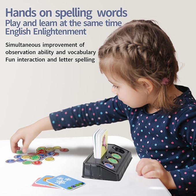 Matching Letter Game for Preschooler Age 3+ - Self-Correcting Word Puzzles Boost Spelling, Reading, Alphabet & Word Recognition - Early Education Toy Includes 30 Flash Cards & 26 Letters