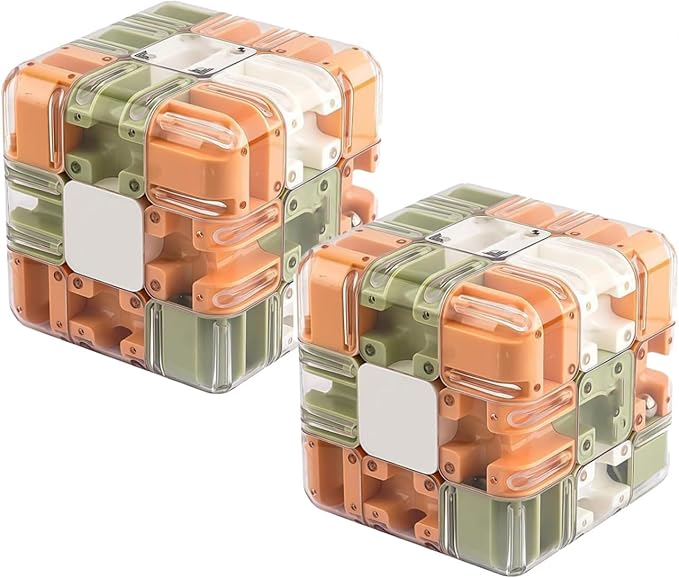 2pcs Large Labyrinth 3D Puzzle Maze Cube,Engaging Brain Teaser Toy,3D Magic Cube Maze Ball Puzzle for Stress Relief & Logic Development (Light Green)