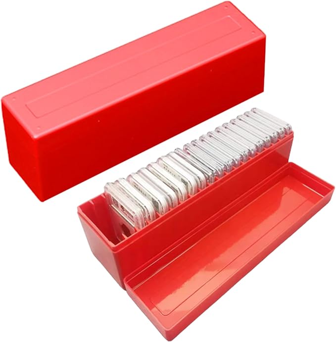 MUDOR Plastic Coin Slab Storage Box, 20 Slab Capacity, Compatible with NGC, PCGS, PMG Coin Holders, RED, 1pcs