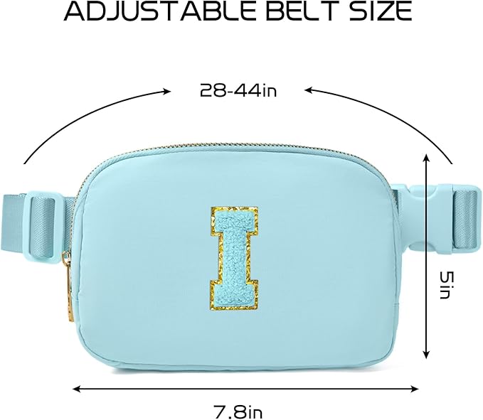 Gitus Gifts for 8 9 10 11 12 Year Old Girls Belt Bag Fanny Pack Crossbody Bags with Initial Letter Patch Cute Stuff Birthday Gifts for Teen Girls Women Personalized Trend Stuff (Icing Blue-I)