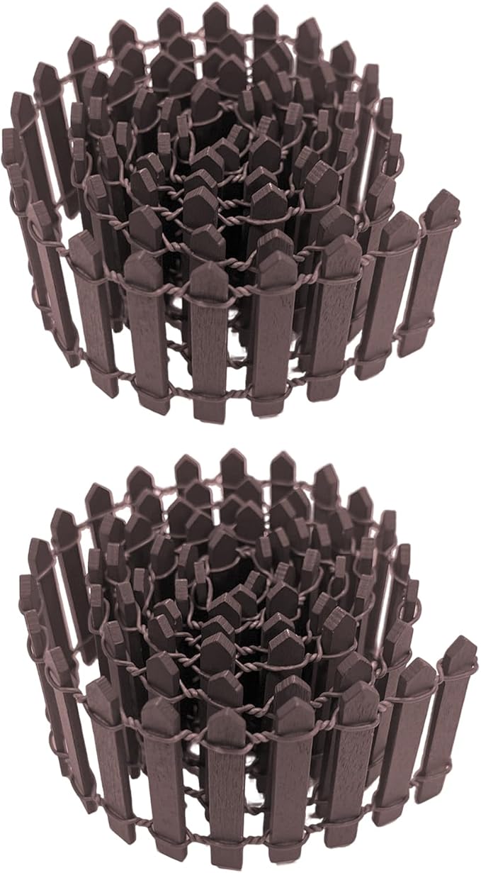 35 Inches Mini Fairy Garden Fence DIY Small Wood Decorative Picket Fence Micro Landscape Miniature Ornaments for Dollhouse, Crafts, Diorama Project, Plant Pot (Brown(2 PCS))