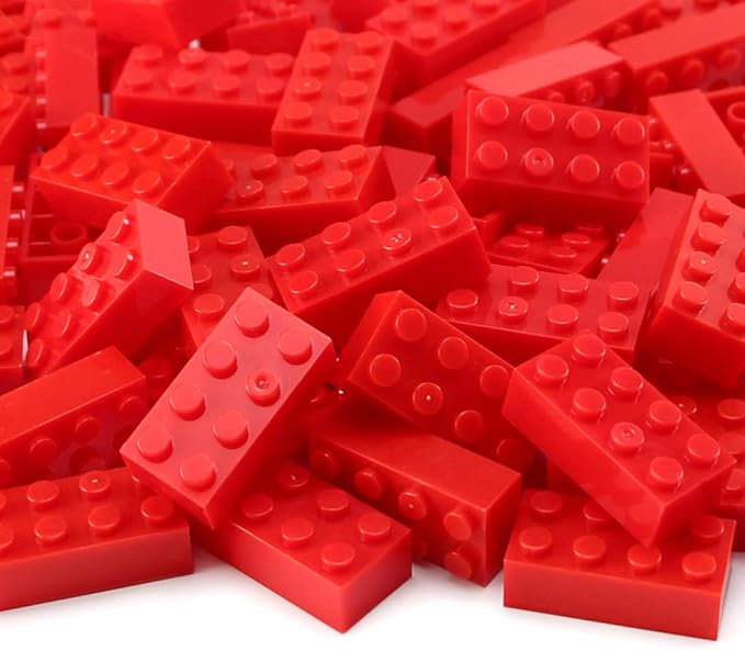 Feleph 100pcs 2x4 Bricks Red Parts Pieces Building Blocks Classic Creative Play Set Toy Accessories Compatible with 3001 Major Brick Brands