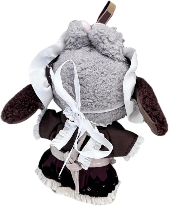 Doll Clothes for 17cm Figures, Cute Brown Maid Dress with Bunny Ear Hairband,Chocolate-Tone
