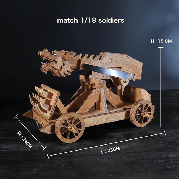 MINI Dragon Ballista Ancient Missile Launcher China Three Kingdoms Chariot Wooden Catapult DIY 3D Puzzles Model Kits STEM Projects Tabletop Toys