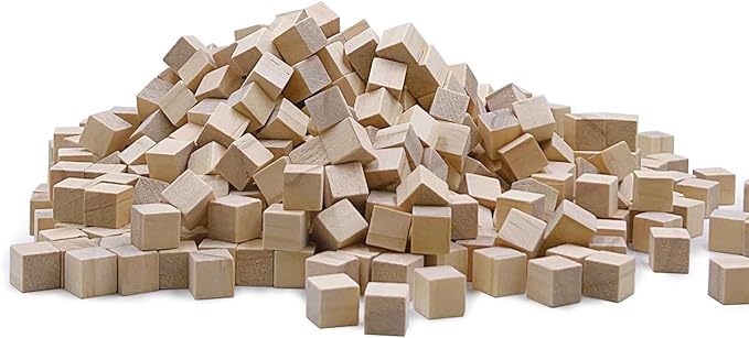 Wood Blocks for Crafting, 1cm Wooden Cubes, Pack of 500 Unfinished Plain Wood Blocks, Small Wooden Blocks Great for DIY Crafts Making