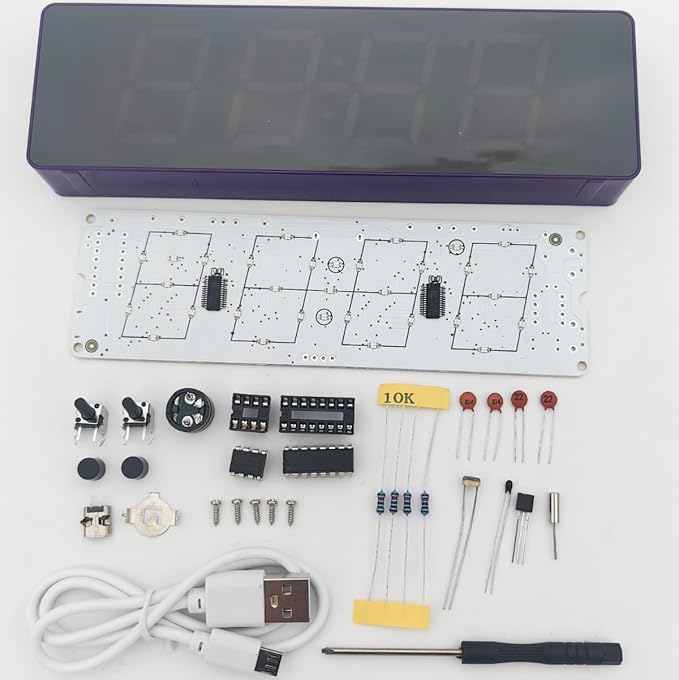 DIY Soldering Practice Kit, Digital Alarm Clock Soldering Kit, 4-Digit Display, RGB Color Modes, Electronic Soldering Project