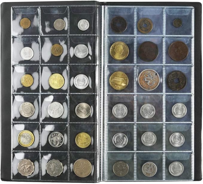 AITIME 180 Pockets Coin Collection Supplies - Coin Collecting Holders Book Album for Collectors, Collector Album Storage Suitable for Coin Diameter Less Than 1.66 Inches (Blue)