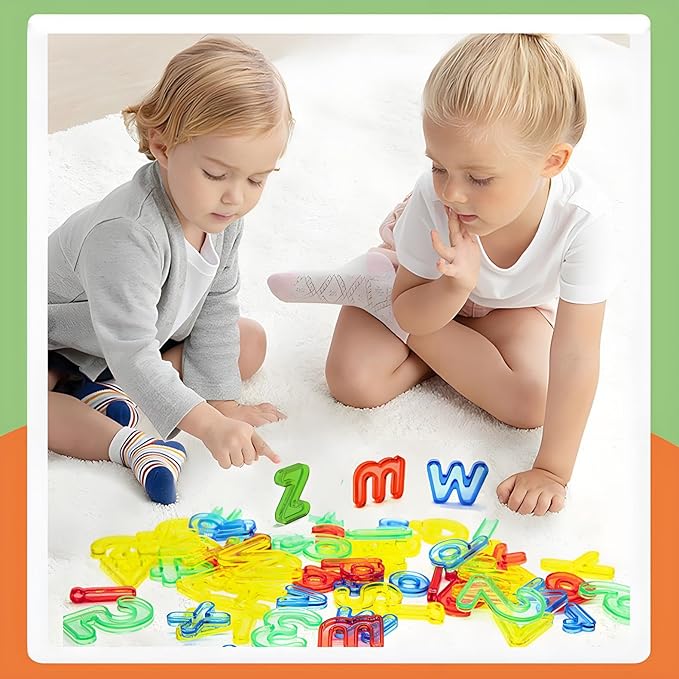 Light Table Toys 66 Pcs Translucent Capital and Lowercase Letters and Numbers,Light Table Manipulatives and Accessories for Kids