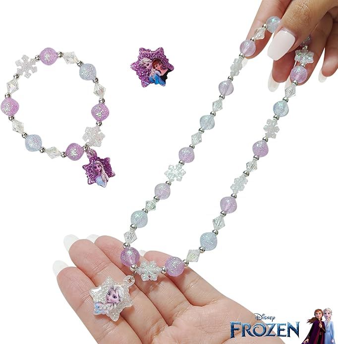 LUV HER Girls Jewelry Set - Dress Up Toy Jewelry Box Set with Bead Necklaces, Bracelets, and Rings - Frozen Play Accessories - Ages 3+