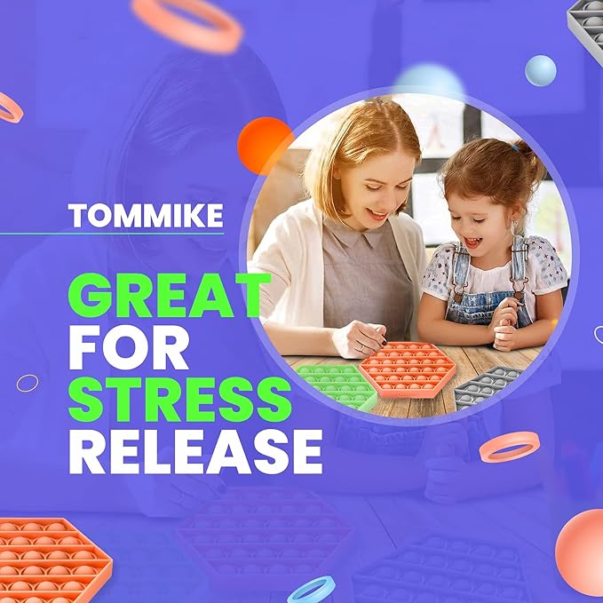 TOMMIKE Hexagon Push Pop Fidget Toy Bubble Sensory for Anxiety & Stress Relief Special Needs Autism Learning Office School Game Crafts Kids Adults (Green Ash)