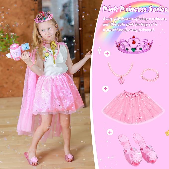 Meland Princess Dress Up for Girls - Dress Up Clothes with Shoes & Skirts, Princess Toys for Toddler Girl 3,4,5,6 Years