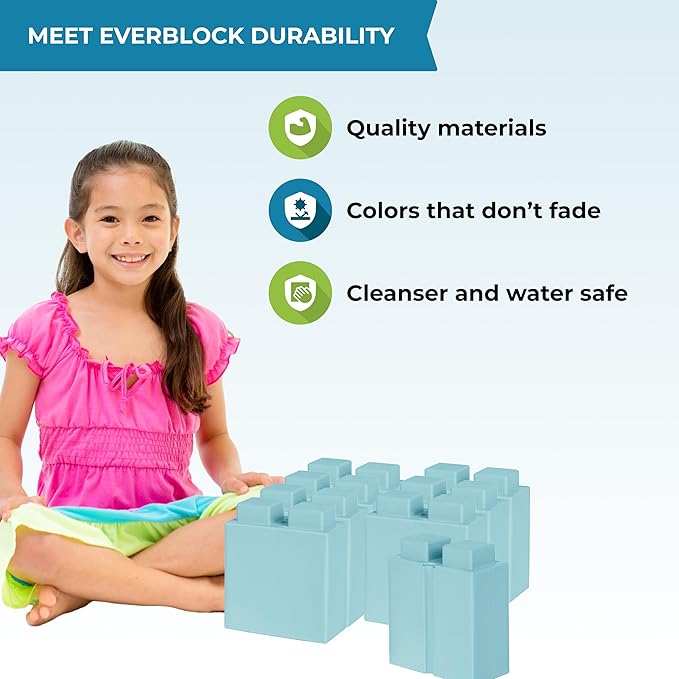 EverBlock 3" x 3" Single Life-Size Plastic Modular Bulk Pack | Giant Building Blocks | Easy to Connect & Reuse | Indoor & Outdoor Use | Build Displays & Structures | Light Gray