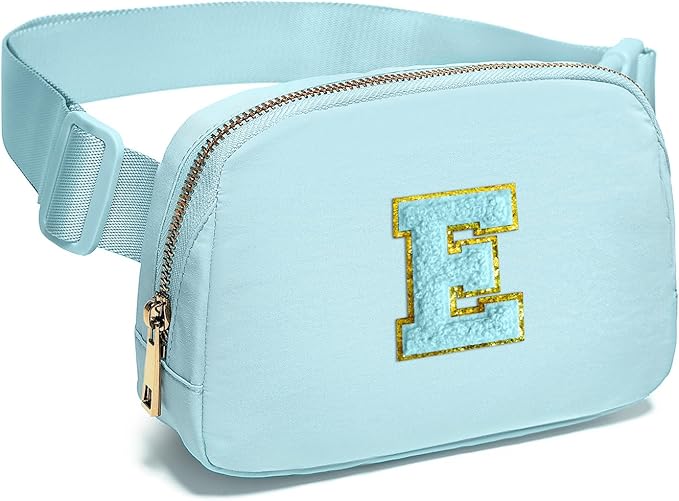 Gitus Gifts for 8 9 10 11 12 Year Old Girls Belt Bag Fanny Pack Crossbody Bags with Initial Letter Patch Cute Stuff Birthday Gifts for Teen Girls Women Personalized Trend Stuff (Icing Blue-E)
